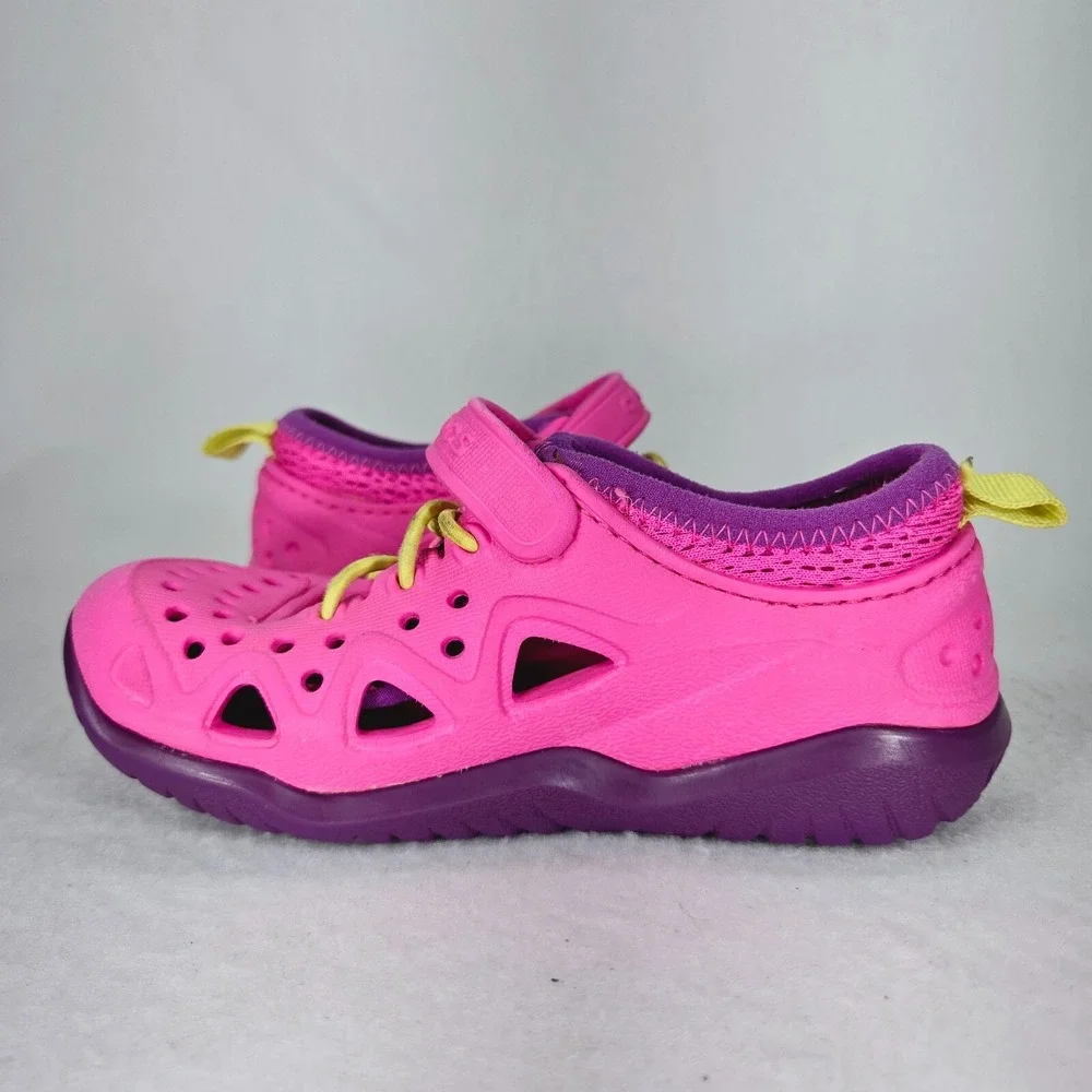 CROCS Shoes Childrens 10 Pink Purple Swiftwater Play Shoes Water Sandals Sneaker